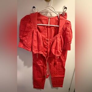 Free People Coral Top and Pants Set